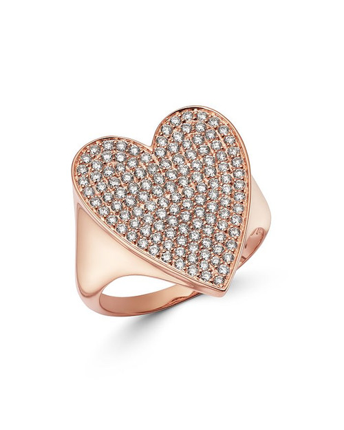 Pavé Diamond Heart Ring in 14K Rose Gold, 1.0 ct. t.w. - 100% Exclusive
