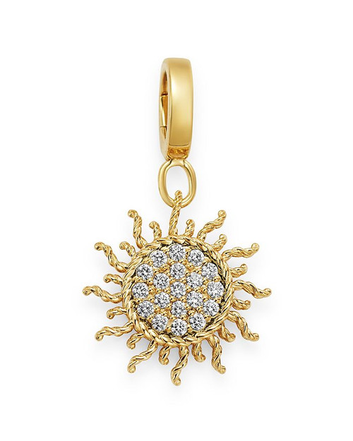 18K Yellow Gold Diamond Sun Charm