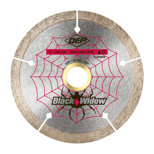 QEP 4" Black Widow Premium, Thin Rim Diamond Saw Blade, Wet/Dry
