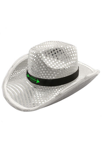 Silver LED Sequin Cowboy Hat | WCHAT275 - Discountmugs display picture 1