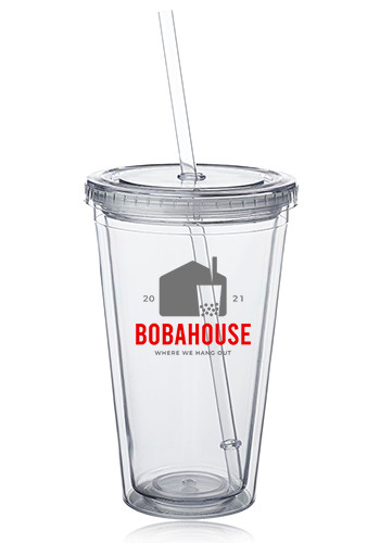 16 oz. Double Wall Acrylic Tumblers With Straws