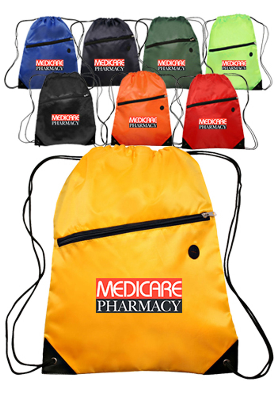 Drawstring Backpacks with Pocket | BPK14 - Discountmugs
