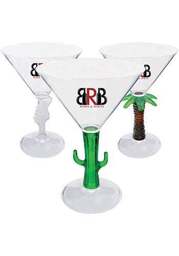 10 Novelty Stem Plastic Martini Glasses HWM10N Discountmugs
