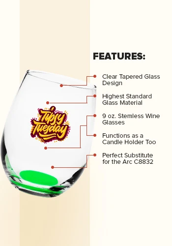9 oz. Stemless Wine Glasses | 207 - Discountmugs