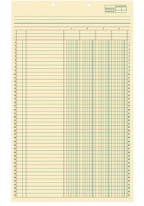 1 Pack of 12 Columnar Pads with Four-Columns