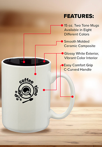 15 oz. Glossy Two-Tone Ceramic Mugs