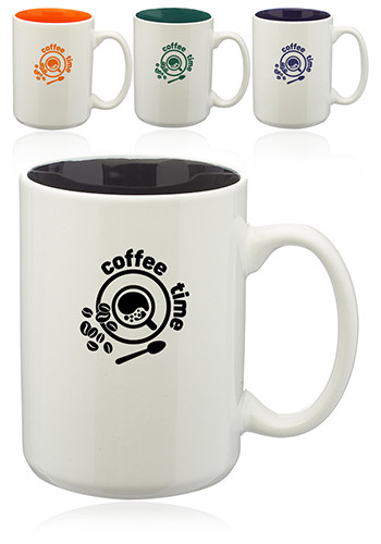15 oz. Glossy Two-Tone Ceramic Mugs
