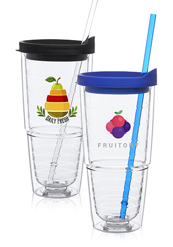 24 oz. Double Wall Solid Clear Orbit  Acrylic Tumblers