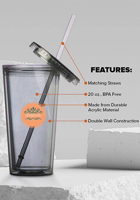20 oz. Double Wall Acrylic Tumblers With Straws 20 oz. Double Wall Acrylic Tumblers With Straws