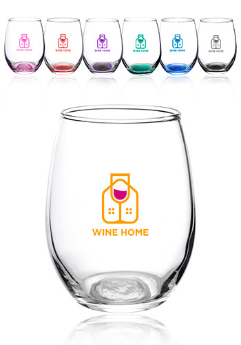 9 oz. Stemless Etched Wine Glasses