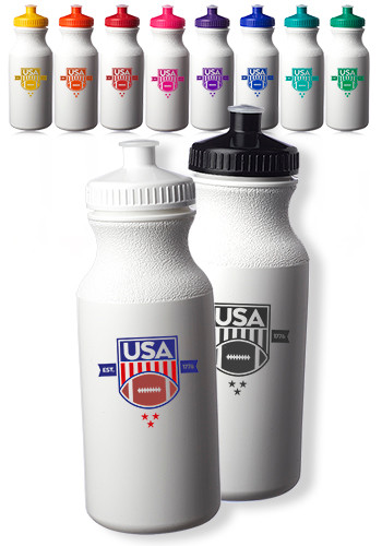 20 oz. White Water Bottles with Push Cap