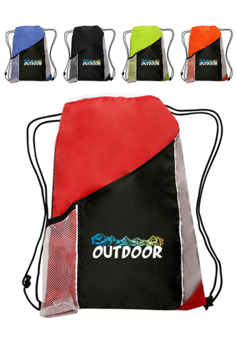 Side Mesh Pockets Drawstring Backpacks