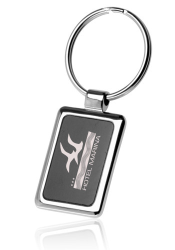 Square Black & Chrome Keychains