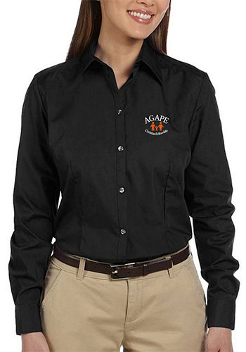 Van Heusen Women's Silky Black Poplin Dress Shirts