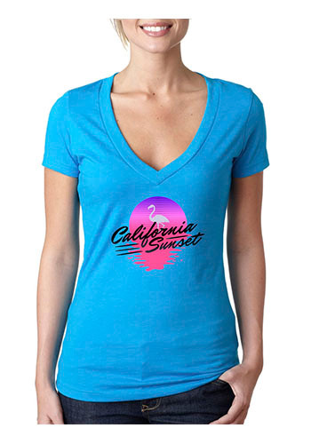Next Level Ladies CVC Deep V Crew Neck Tees