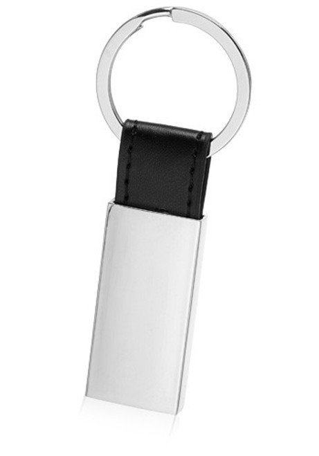 Rectangular Metal & Leather Keychains