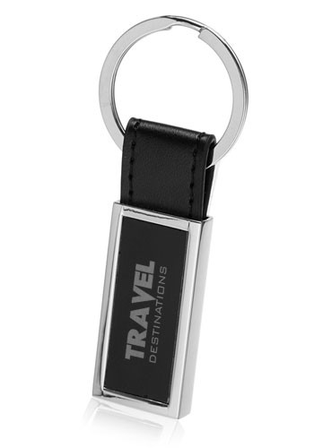 Rectangular Metal & Leather Keychains