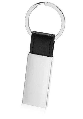 Rectangular Metal & Leather Keychains