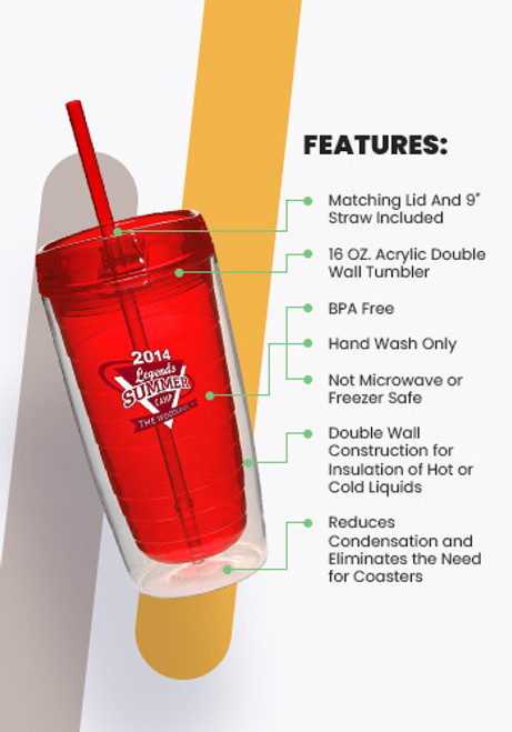 16 oz. Double Wall Acrylic Tumblers With Straw 16 oz. Double Wall Acrylic Tumblers With Straw