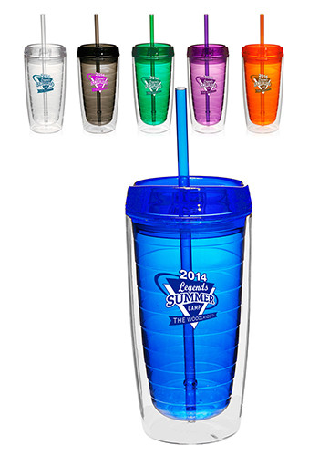 16 oz. Double Wall Acrylic Tumblers With Straw