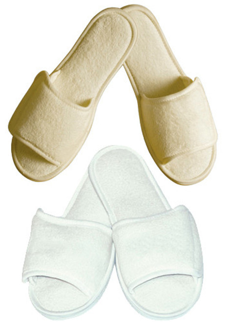 Terry Open Toe Slippers with Velcro Closure Medium Terry Open Toe Slippers with Velcro Closure Medium