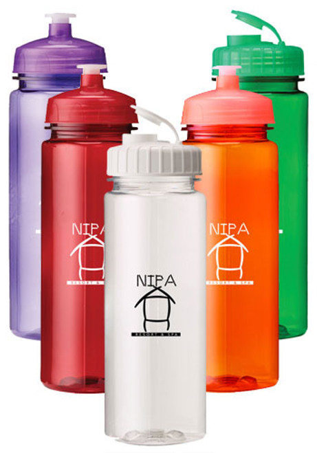 24 oz. Plastic Water Bottles with Push Lid