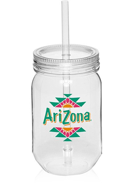 24 oz. Plastic Mason Jars with Straw