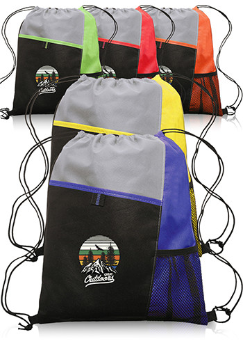 Mesh Pocket Drawstring Backpacks