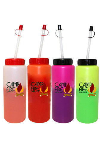 32 oz. Mood Sports Bottles with Flexible Straw