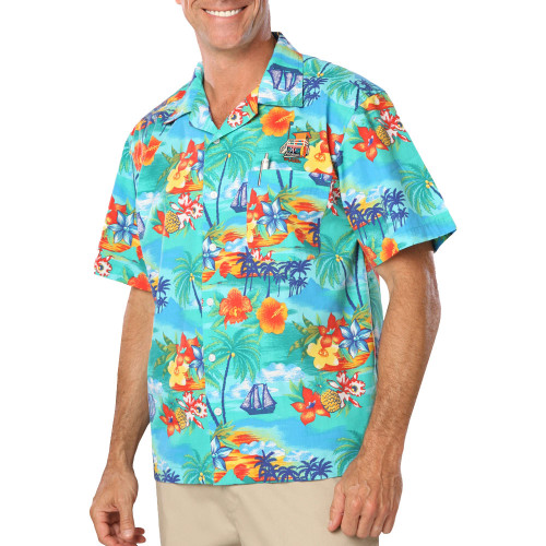 Blue Generation Adult Tropic Print Camp Shirts