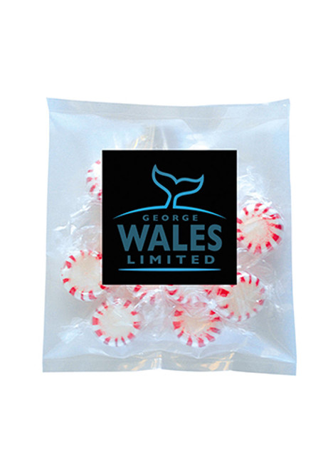 Striped Pepper Mints in Small Label Packs