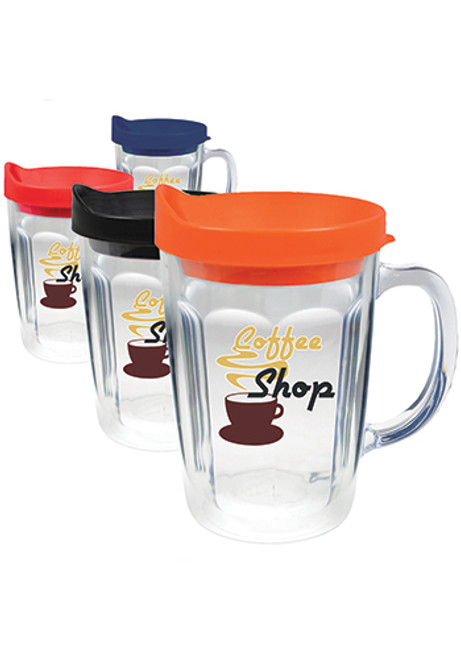 14 Oz White Printed Insert Thermal Travel Mugs