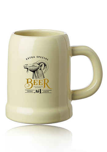 24 oz. Beige Ceramic Beer Mugs