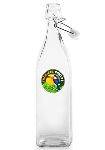 34 oz. Wire Lid Square Glass Carafe Water Bottles