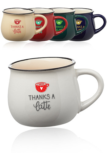 12 oz. Two Tone Glossy Pottery Coffee Mugs