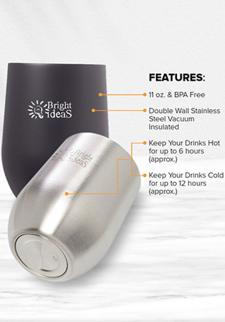 11 oz. Stainless Steel Stemless Wine Glasses