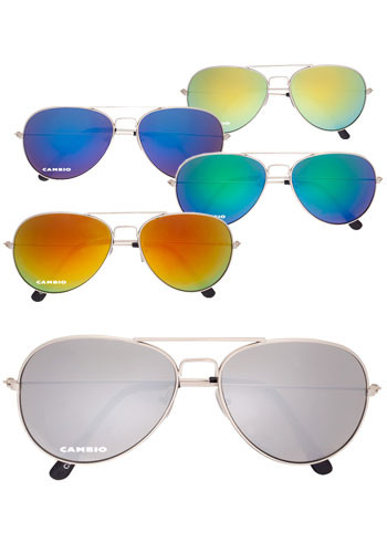 Color Mirrored Aviator Sunglasses