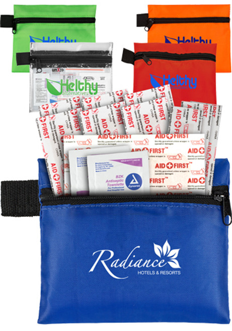 13 Piece On The Go First Aid Polyester Zipper Pouches