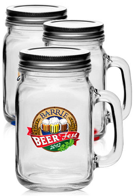 16 oz. Libbey Handle Mason Jars with Lids
