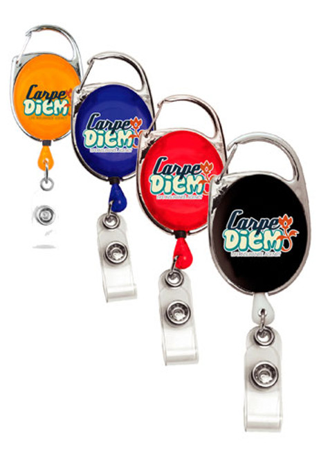 30 Inch Cord Full Color Retractable Carabiner Style Badge Reels