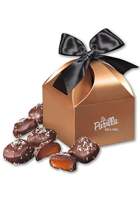 Chocolate Sea Salt Caramels in  Copper Gift Boxes