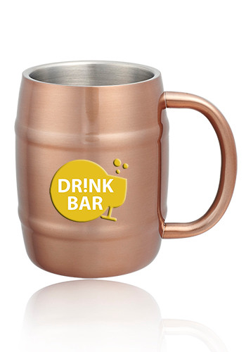 14 oz Copper Coated Stainless Steel Moscow Mule Barrel Mugs
