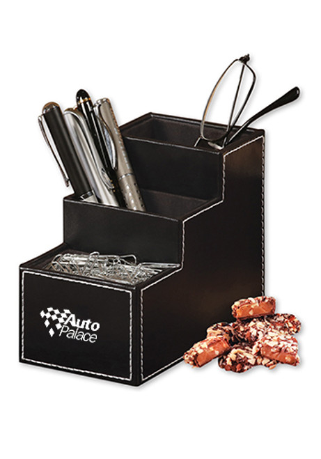 5 oz. English Butter Toffees in Faux Leather Desk Organizers