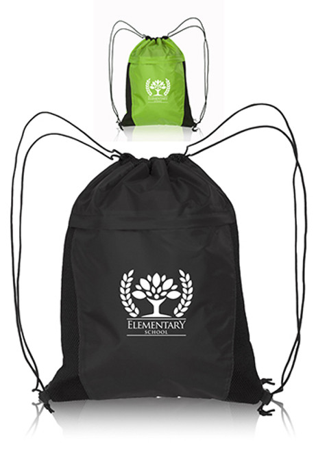 Mesh Accent Drawstring Backpacks