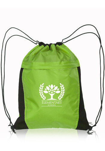 Mesh Accent Drawstring Backpacks