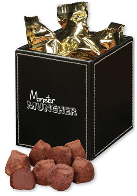 3.8 oz. Cocoa Dusted Truffles in Faux Leather Pen & Pencil Cup 3.8 oz. Cocoa Dusted Truffles in Faux Leather Pen & Pencil Cup