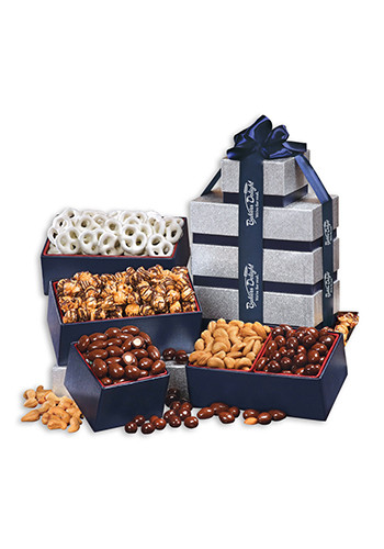 Silver & Navy Assorted Tower of Treats