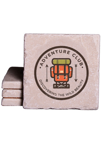 Botticino Marble Coasters in Full Color