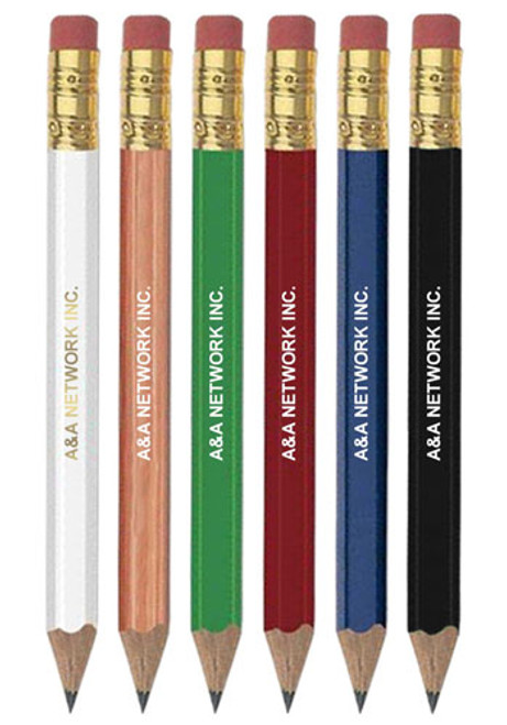 Hex Wooden Golf Pencils with Erasers