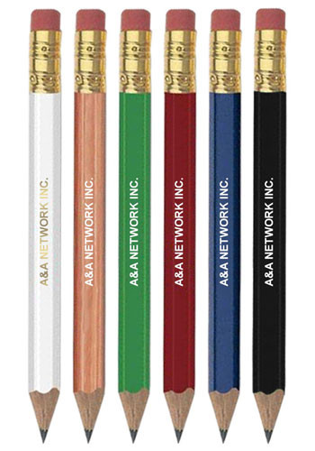 Hex Wooden Golf Pencils with Erasers